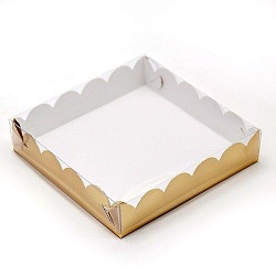 Коробка для пряников 12 см*12 см*3 см Золото с прозрачной крышкой